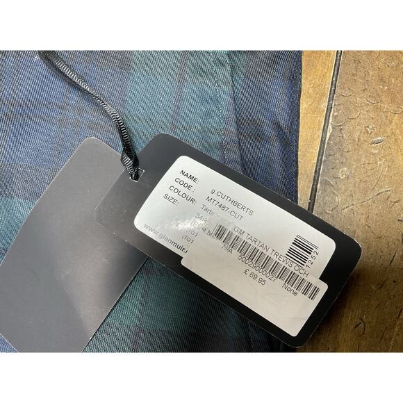 Glenmuir Pants Mens 34R Navy Green Tartan Plaid Golf Performance Stretch New - Picture 4 of 13